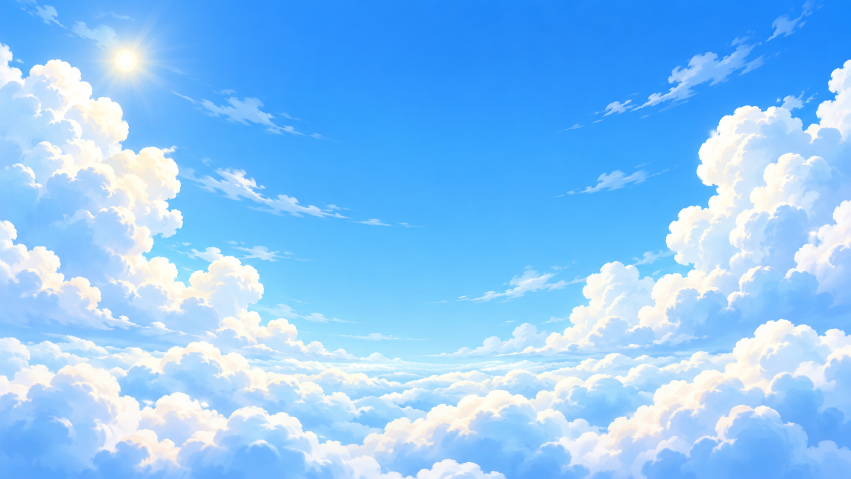 Bright sky above a sea of white clouds