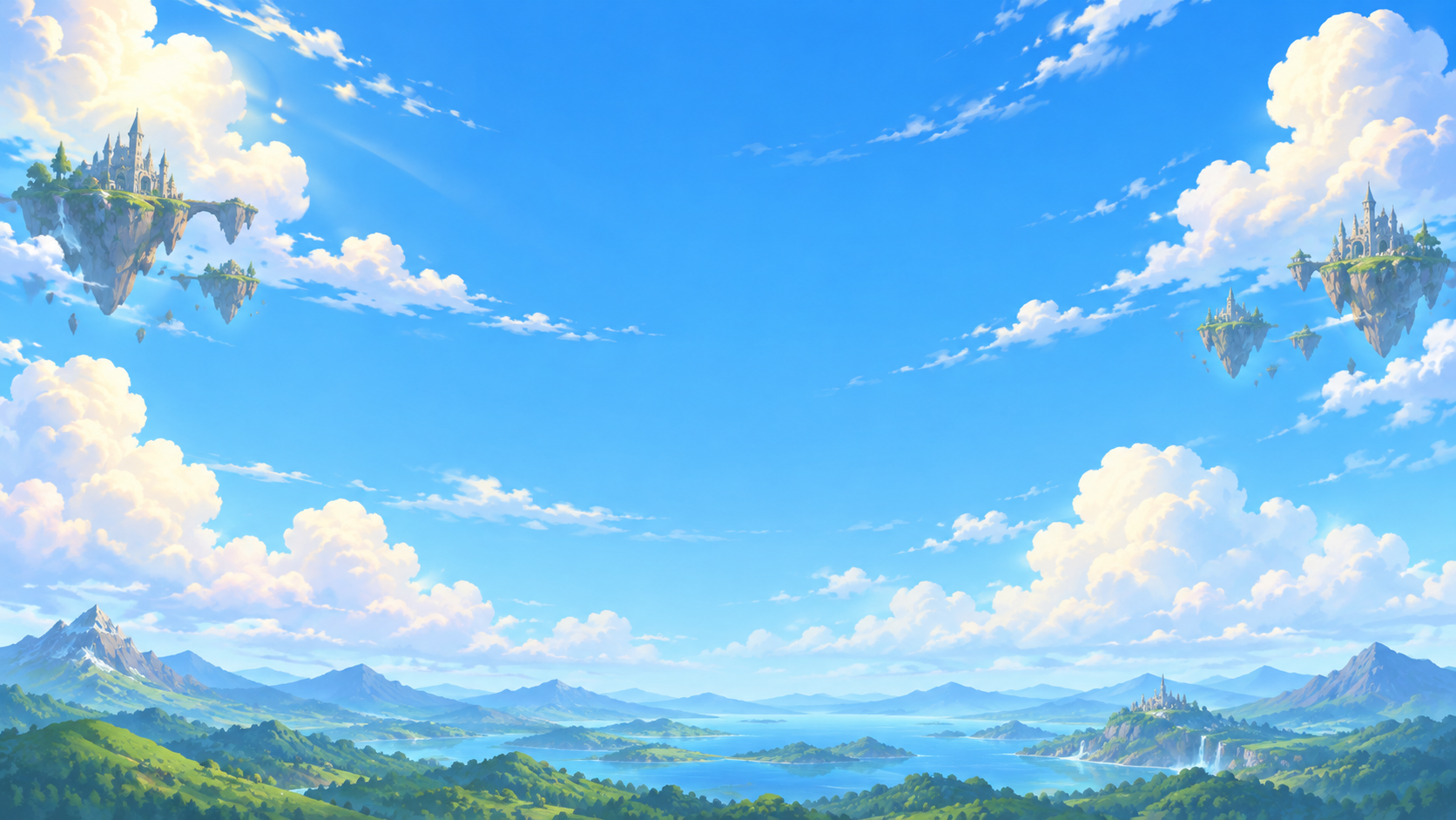 Blue sky and rolling green hills