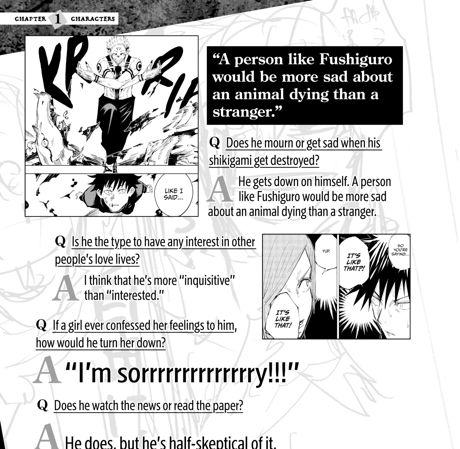 Jujutsu Kaisen: The Official Character Guide, chapter 1, page 13